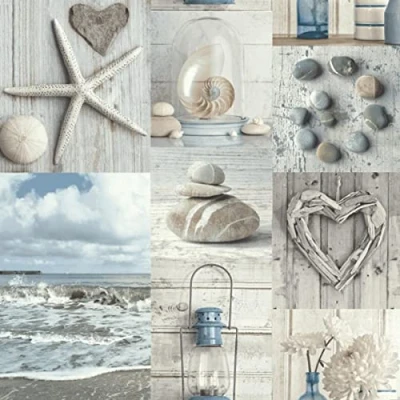 Image of Arthouse Maritime Collage 699000 Wallpaper Blue