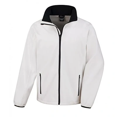 Image of Result Men&#039;s Core Printable Soft Shell Jacket, White (WHI/Blk), XXXX Large(Size:4XL)
