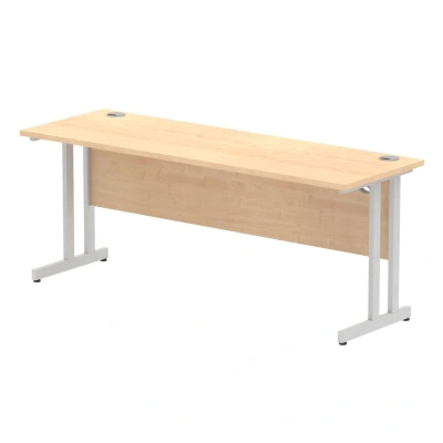 Image of Impulse 1800 x 600mm Straight Office Desk Maple Top Silver Cantilever Leg