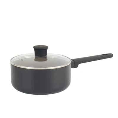 Image of Salter BW12879EU7 Ceramic 20 cm Saucepan Recycled Aluminium Body, Healthy PFOA &amp; PFAS Free Non Stick Coating, Induction Suitable, Easy Clean, Soft Touch Stay Cool Handle, Cooking Pot with Glass Lid