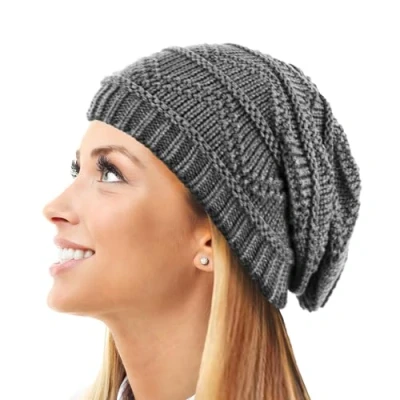 Image of TOSKATOK Ladies Knit Slouch Winter Hat/Beanie Charcoal