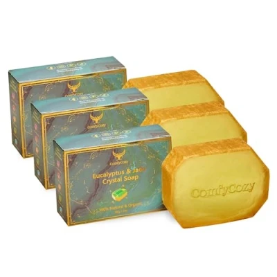Image of ComfyCozy Crystal Soap Natural Hand &amp; Body Wash Luxury Beauty Pamper Gift, Eucalyptus, 3 Pack