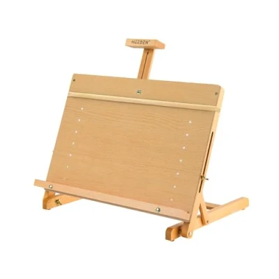 Image of MEEDEN Large Drawing Board Easel, Solid Beech Wooden Tabletop H Frame Adjustable Easel Artist &amp; Sketching for Artists, Teens Painters, Holds Canvas up to 23&quot;