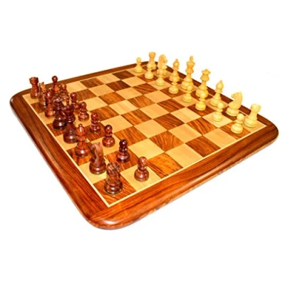 Image of StonKraft 21&quot; X 21″ Collectible Acacia Wood Chess Game Board Set+Wooden Crafted Pieces