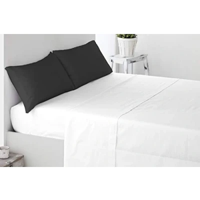 Image of Miracle Home Soft and Comfortable Two Piece Pillow Case Cotton 50% Polyester Black Bed 135cm 2