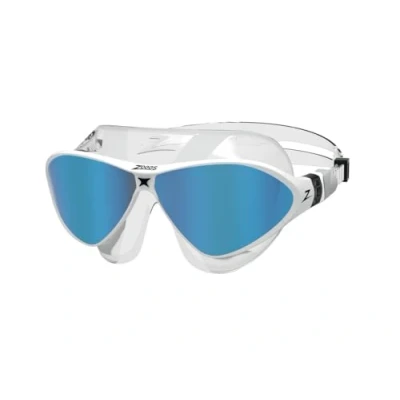 Image of Zoggs Horizon Flex Mask Titanium Clear White Mirrored Blue