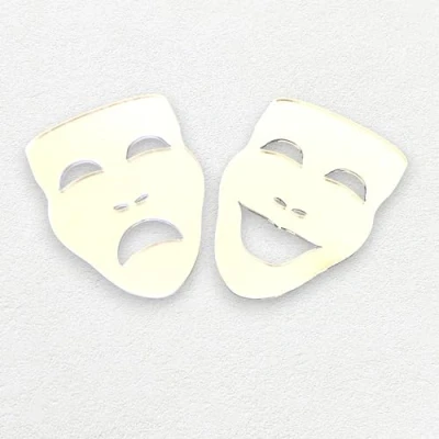 Image of Theatre Masks Tragedy &amp; Comedy Mirrors 20cm x 14cm each