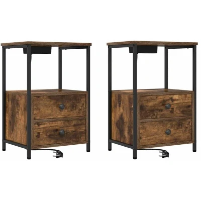 Image of vidaXL with Drawer Storage 2 pcs Smoked oak Engineered Wood