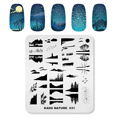 Image of KADS Nail Stamping Plate Coconut Tree Nature Template Image Design Plates for Art Decoration and DIY (NA031)