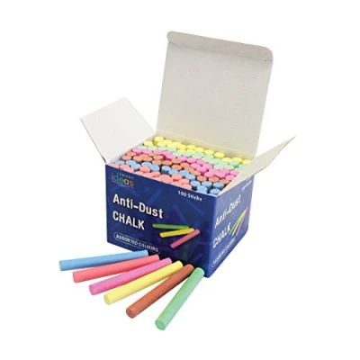 Image of Bright Ideas PK100 8cm Anti Dust Assorted Colour Chalk Sticks, and Bold Coloured Sticks for writing fun on Blackboards, Chalkboard Signs, Slate School, BI8012.