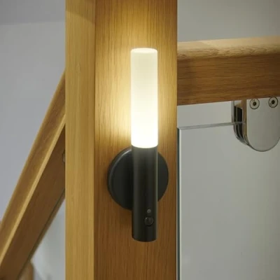 Image of Auraglow Smart LED Sensor Wall Light Portable Rechargeable Night Indoor Use Magnetic Base (1 Pack, Black Metal)