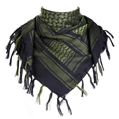 Image of FREE SOLDIER Scarf Military Shemagh Tactical Desert Keffiyeh Head Neck Arab Wrap with Tassel 43x43 inches，Black Green