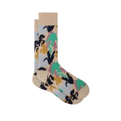Image of Paul Smith Chance Iris Socks Beige Turquoise Blue Purple. One Size