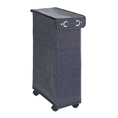 Image of Wenko Corno Prime Laundry Basket with Lid, 43 L, Blue