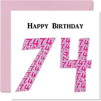 Image of Fun 74th Birthday Cards for Woman Shapecloud Happy Card Dad Mum Great Grandad Grandpa Nanny Grandma Gran Uncle Auntie, 145mm x Greeting Cards,