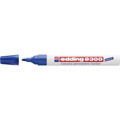 Image of edding 8300 industry permanent marker blue 10 pens round nib 1.5 3 mm for marking on slightly oily and dusty surfaces