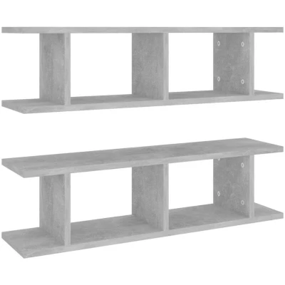 Image of vidaXL Wall Shelves 2 pcs Concrete Grey 75x18x20 cm Engineered Wood