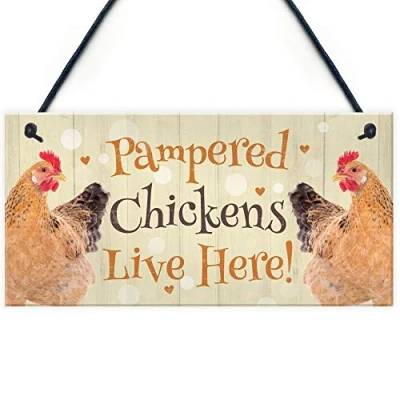 Image of RED OCEAN Chicken Coop Sign Funny Pampered For Hen House Garden