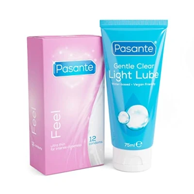 Image of Pasante Feel Condoms 12 Pack and 75ml Light Lubricant