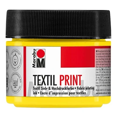 Image of Marabu 17030050919 Screen and High Printing Water Based Odourless Non Fading Long Open Time for Light Dark Textiles 100 ml Primary Yellow, 100ml