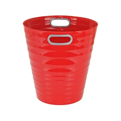 Image of Waytex 931074 Office Bin Red Plastic Waste Paper Modern Design for Office, Bedroom, Bathroom Capacity 12.5 L Colour