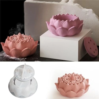 Image of JS MOLD Lotus Candle Holder Silicone Mould, Mould Epoxy Resin Moulds Set, DIY Moulds, Casting for Jewellery Cosmetics, Storage Box, Candle, Flower Pot