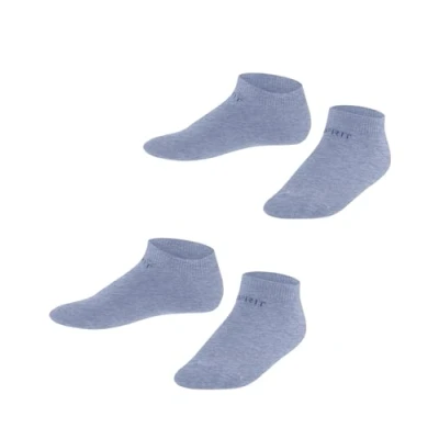 Image of ESPRIT Unisex Kids Foot Logo 2 Pack K SN Cotton Low Cut Plain Pairs Trainer Socks, Blue (Jeans Melange 6458), 3 5