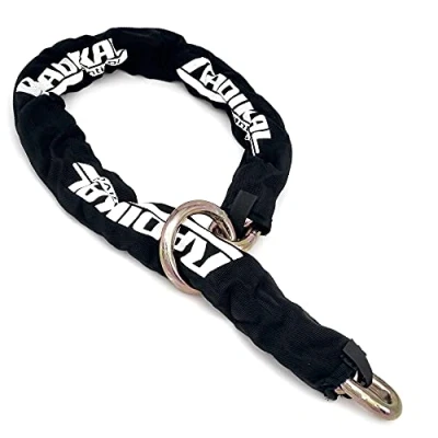 Image of RADIKAL RK14120L Premium Motorcycle Anti Theft Chain, Hardened ø14mm/0.55in Steel Links, 120cm/3.9ft Loop Ring, Textile Cover, Padlock Chain Garage Anchorage, Containers, Gates, Scooter, Bike