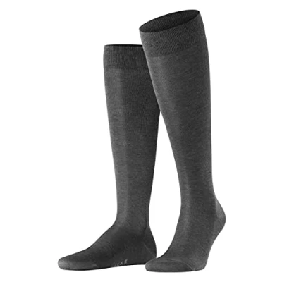 Image of FALKE Men&#039;s Tiago M KH Fil D&#039;Écosse Cotton Long Plain 1 Pair Knee High Socks, Blue (Dark Navy 6375) new eco friendly, 5.5 6.5