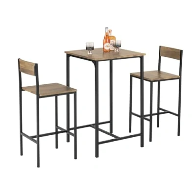 Image of SoBuy OGT27 N, Bar Set 1 Table and 2 Stools, 3 Pieces Home Kitchen Breakfast Furniture Dining