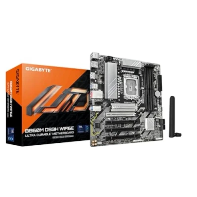 Image of GIGABYTE B860M DS3H WIFI6E Motherboard Intel Core Ultra Series CPUs, 5+1+2+1 Phases VRM, up to 9066MHz DDR5, 1xPCIe 5.0 + 4.0 M.2, 2.5GbE LAN, WIFI 6E, USB 3.2 Gen 2