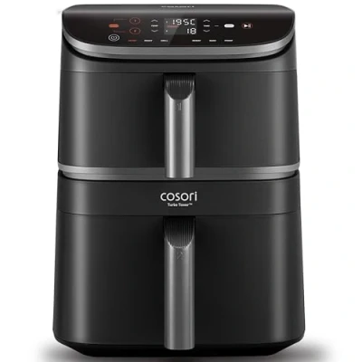 Image of COSORI TurboTower Dual Air Fryer, 10.8L Space Saving Stacked Design, 3 Layer Cooking, New Rapid Heat Tech for Faster, Even Results &amp; Crispy Meals, Energy Efficient, App Recipes, 6 Functions