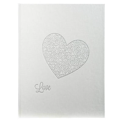 Image of Exacompta Ref. 4754E 1 Harmony guest book Glittery balacron outside and back Vertical format 27 x 22 cm silver edge, heart marking 100 plain pages Colour: white