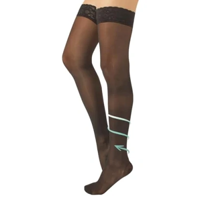 Image of MEDICAL SUPPORT HOLD UP 10 14 mm/Hg GRADUATED COMPRESSION STOCKING S, M, L, XL BLACK, SKIN MADE IN ITALY (XL, BLACK)