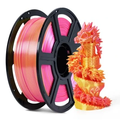 Image of FLASHFORGE Silk PLA 3D Printer Filament, Shiny Fast Color Change, Multicolored Gradient Filament 1.75mm 1KG (2.2lbs), Texture &amp; Ultra High Glossiness, Dual Pink&amp;Yellow