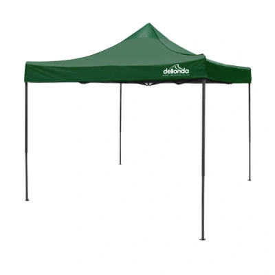 Image of Dellonda Premium 3 x 3m Pop Up Gazebo, PVC Coated, Water Resistant Fabric, Supplied with Carry Bag, Rope, Stakes &amp; Weight Bags Dark Green Canopy