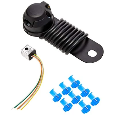 Image of Maypole 12N Towbar Wiring Kit With Audible Relay 7 Pin Pre Wired Socket 1.5 m Cable, Mounting Plate Gasket and Fixings, Black