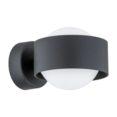 Image of Massimo Plus Outdoor Globe Wall Lamp Opal Matt, Black Structure IP44