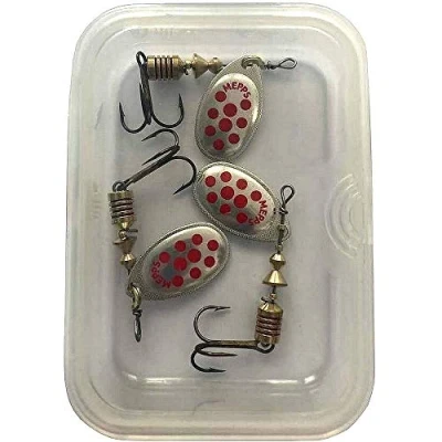 Image of Mepps Aglia Special Trout Fishing Spinner, ARGENT POINTS ROUGES PAR 3, 3
