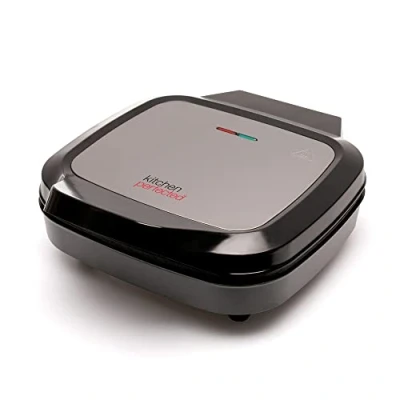 Image of Kitchen Perfected Ultimate Meal Maker, Cook your breakfast, lunch or dinner from one easy compartmentalised grill, 180 degree griddle, black E2791
