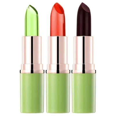 Image of ausurme 3 Pcs Aloe Vera Color Changing Lip, Temperature Colour Long Lasting Waterproof Lipstick for 24 Hours Moisturizing Lip Care Makeup Set Women