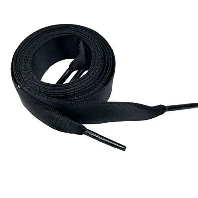 Image of Good.news Flat Satin Tap Shoe Laces Ribbon Shoelaces 2cm Wide Black 39Inch