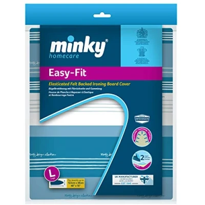 Image of Minky PP23008122 EasyFit Ironing Board Cover, Polycotton, Blue, Fits 122 x 38 cm