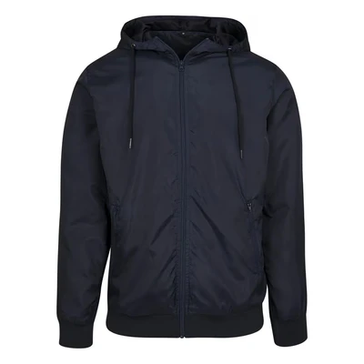 Image of Build Your Brand Men&#039;s Windrunner Jacket, Blue (Navy/Navy 00835) X Large (Manufacturer :X Large)