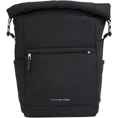 Image of Tommy Hilfiger Signature Rolltop Backpack Rucksack, Men&#039;s, Size: One Size, Black