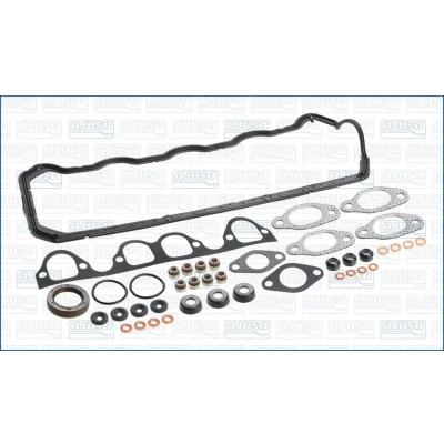 Image of 028198012F Gasket Set, cylinder head AJUSA 53009800 without gasket, exhaust pipe with valve stem seals