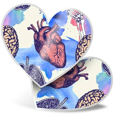 Image of 2 x Heart Stickers 7.5 cm Medical Science Biology Doctor Nurse Laptop Tablet Luggage Scrapbook #8770