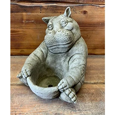 Image of STONE GARDEN LARGE HIPPO PLANTER PLANT POT ORNAMENT