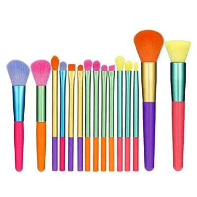 Image of 15 Pcs Colourful Makeup Brushes Set Professional Brush Premium Synthetic Bristles for Kabuki Foundation Blush Eyeshadow Concealers Eye Face Liquid Powder Cream Sets