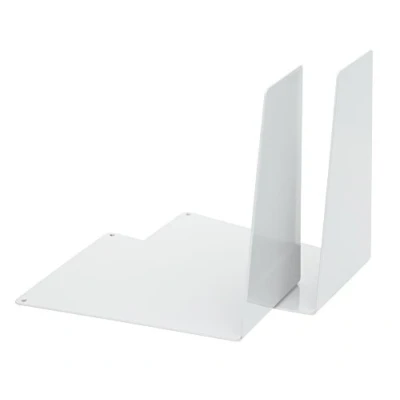 Image of ALCO Albert 4304 10 Metal Bookends 120 x 140 145 mm Wedge Shaped 1 Pair White